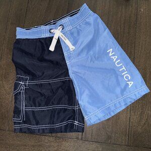 Nautica Boys Medium 5/6 Swim Trunks - Two Tone Blue - Drawstring